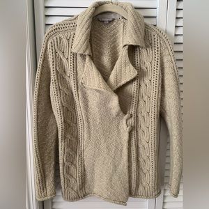 Royal Robbins Wrap Collared Cable Knit Wool Blend Sweater